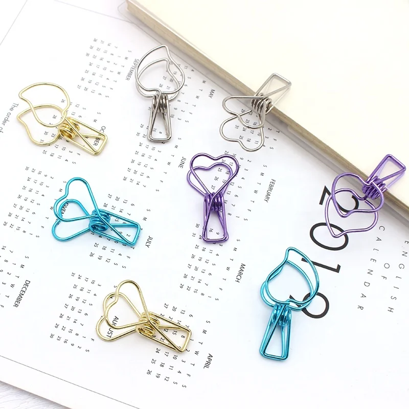 Colorful cute shape stainless steel cloths clip Accept Custom shape spring clips Metal binder clip