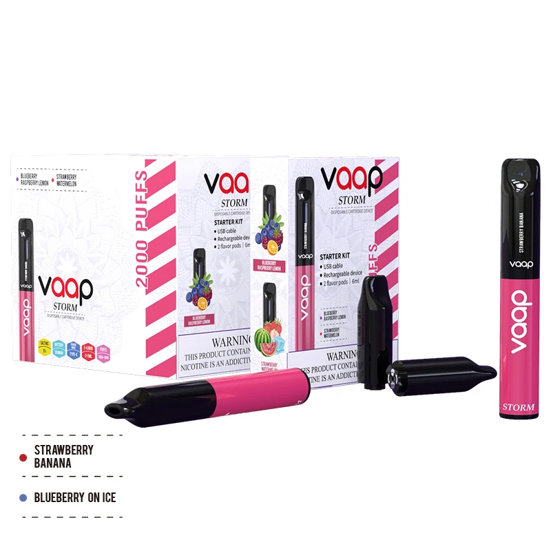 Newest Vape Mod E-Cigarette Vaap Storm Starter Kit Vape Device Atomizer Pod Device 2 Pods 2000 Puffs Disposable Vape Pen