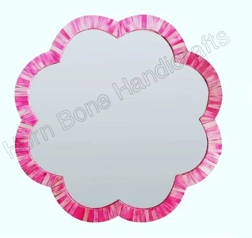 High Quality Home Decor Bone Inlay Round Photo Frame Home Interior Wall Hanging Bone Inlay Mirror Frame For Bedroom And Bathroom