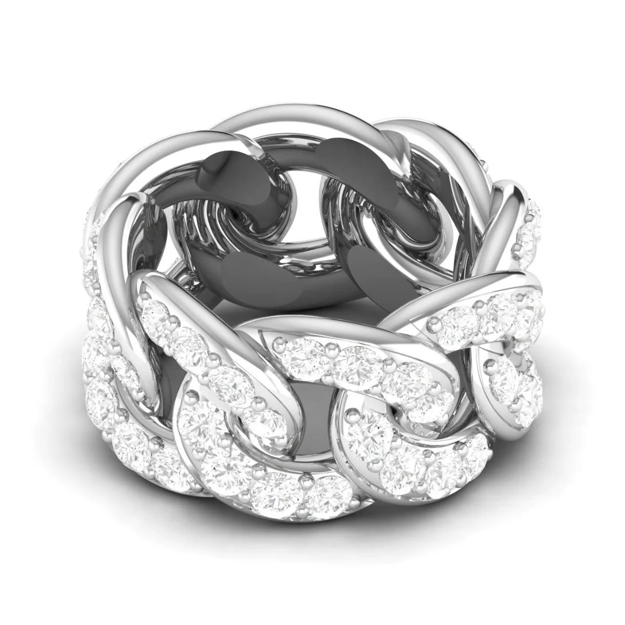 6.4 TCW Diamond Cuban Link Chain Ring Rose White Gold Hip Hop Customized Jewelry 2022 Hot Selling Real Natural in 18 KT Yellow