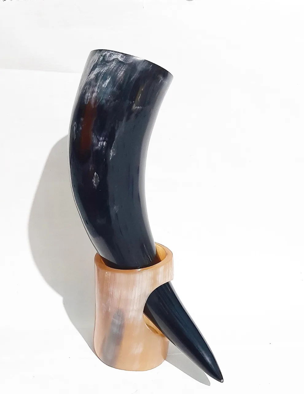 Large Viking Drinking Horn Mug Hot Liquids Natural Amazing with Stand