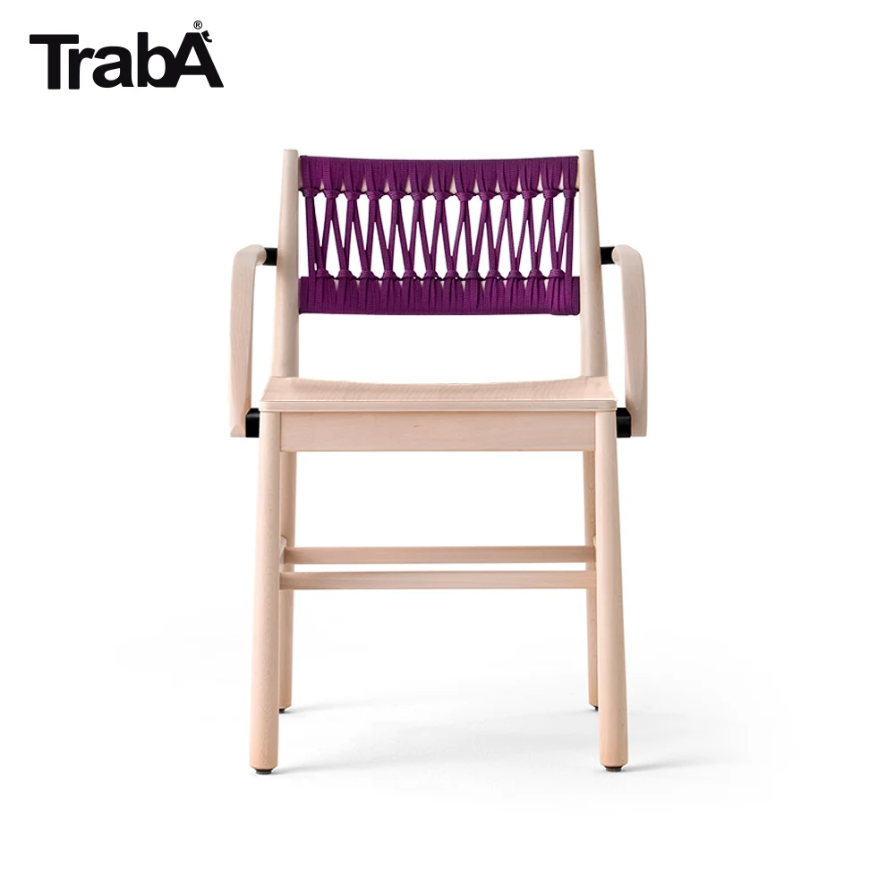 Best Quality armchair solid beech frame color rope backrest