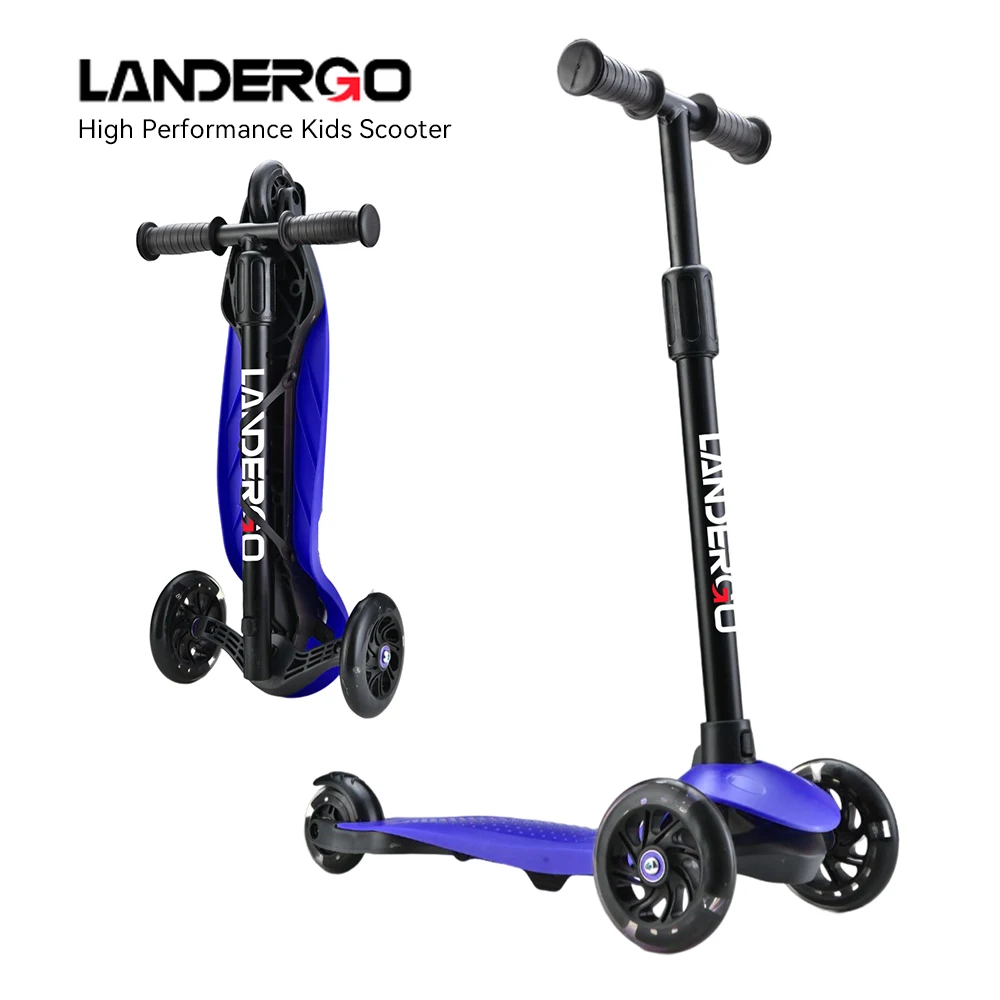 Landergo Foldable Portable 3 Wheels Kids Scooter Led Wheels Children Kick Scooter