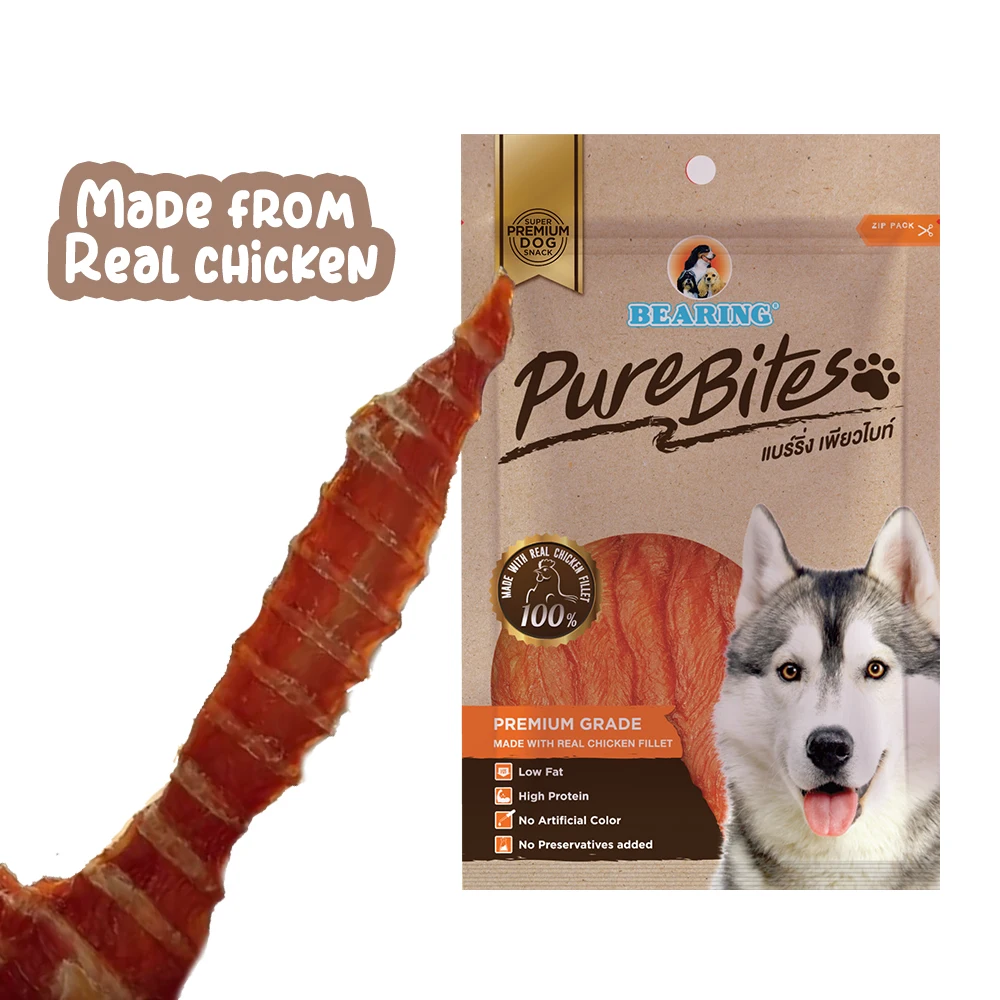 [Dist. Needed] No.1 Pet Care Bearing Pure Bite Premium Snack Made From Real Chicken Fillet For Dog 50G from Thailand