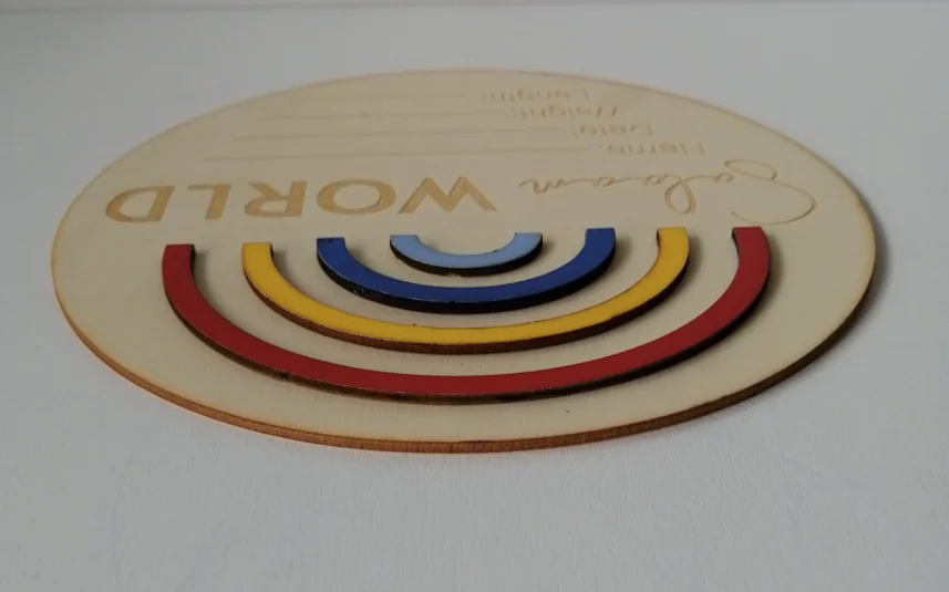 newborn hello world birth announcements baby wooden 3D rainbow milestone cards wood sign Letter Board shower gift Nursery Decor