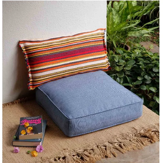 Chambray Washed Floor Pillows Home Office Dining Outdoor Floor Cushion Seating Sofa Pad Seat Cushions Comfortable 100% Cotton
