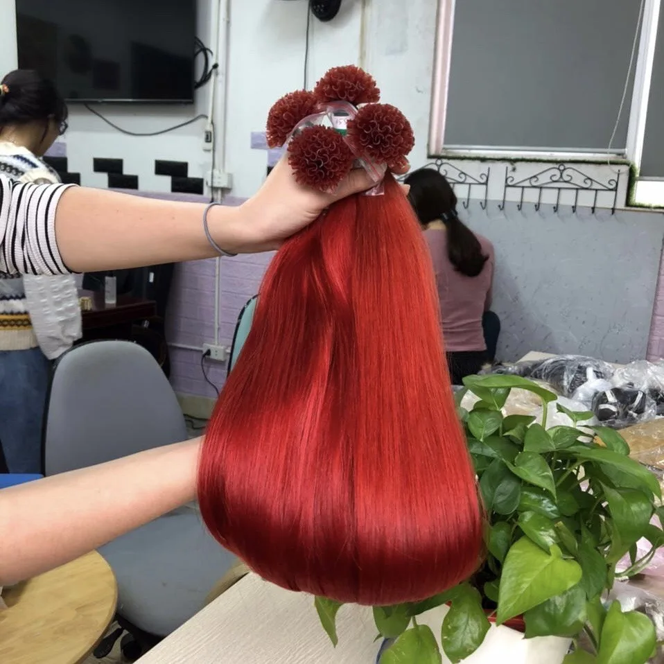  I Tips красного цвета вьетнамские волосы для наращивания оптом Горячая Распродажа человеческие кератиновые накладные