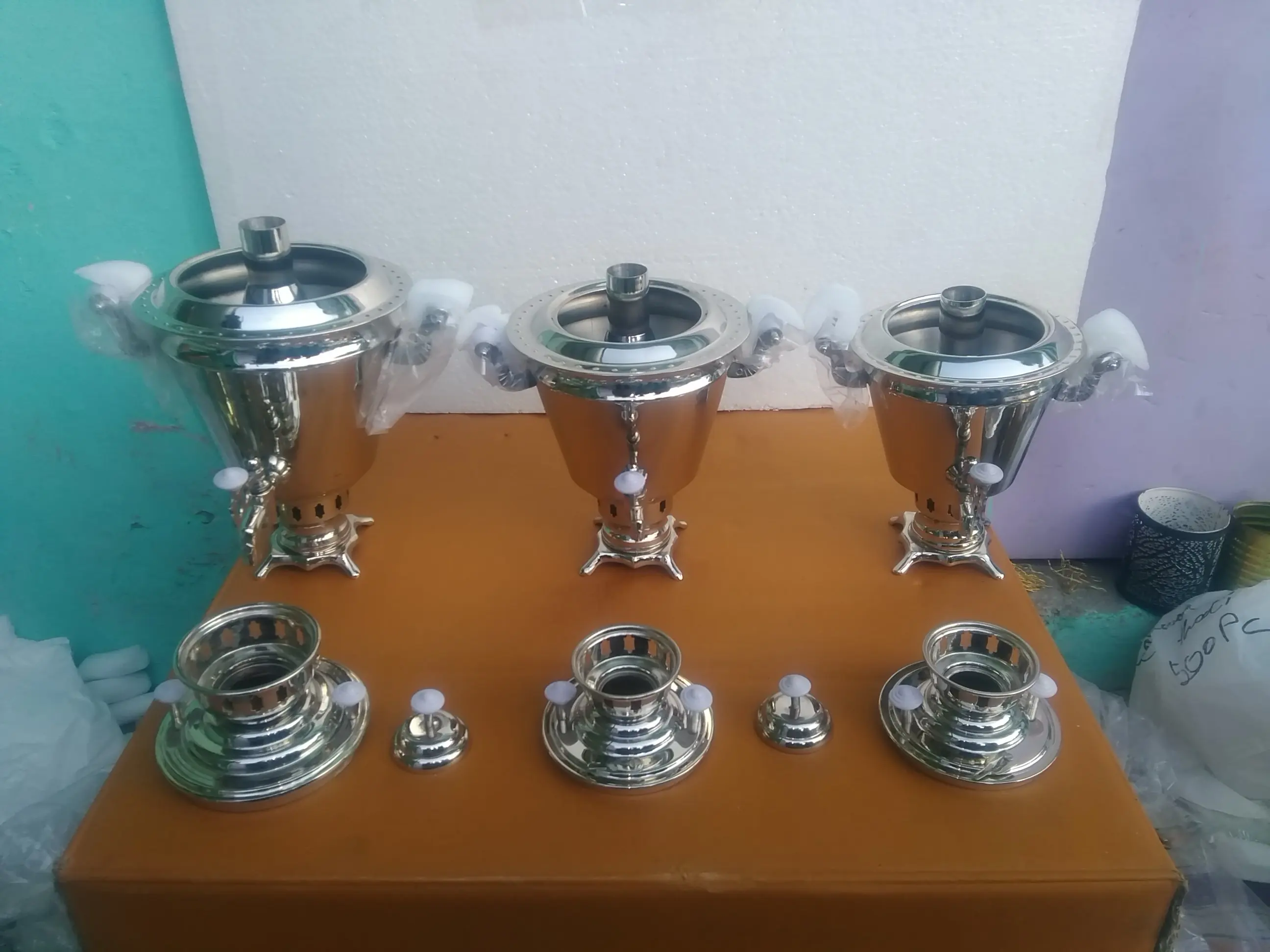 Brass Electric Samovar In silver colour