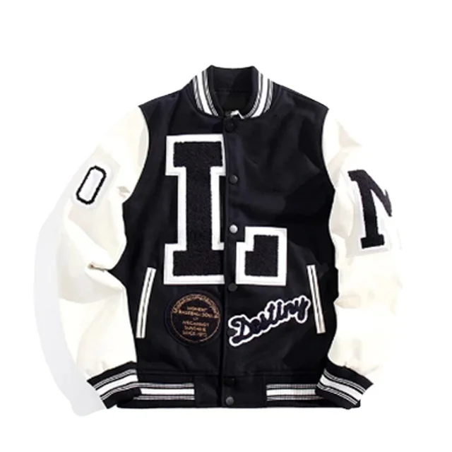 2021 Woolen Embroidered Baseball Jacket Double Color Patchwork Patch Unisex Letterman Varsity Jackets Baseball Men