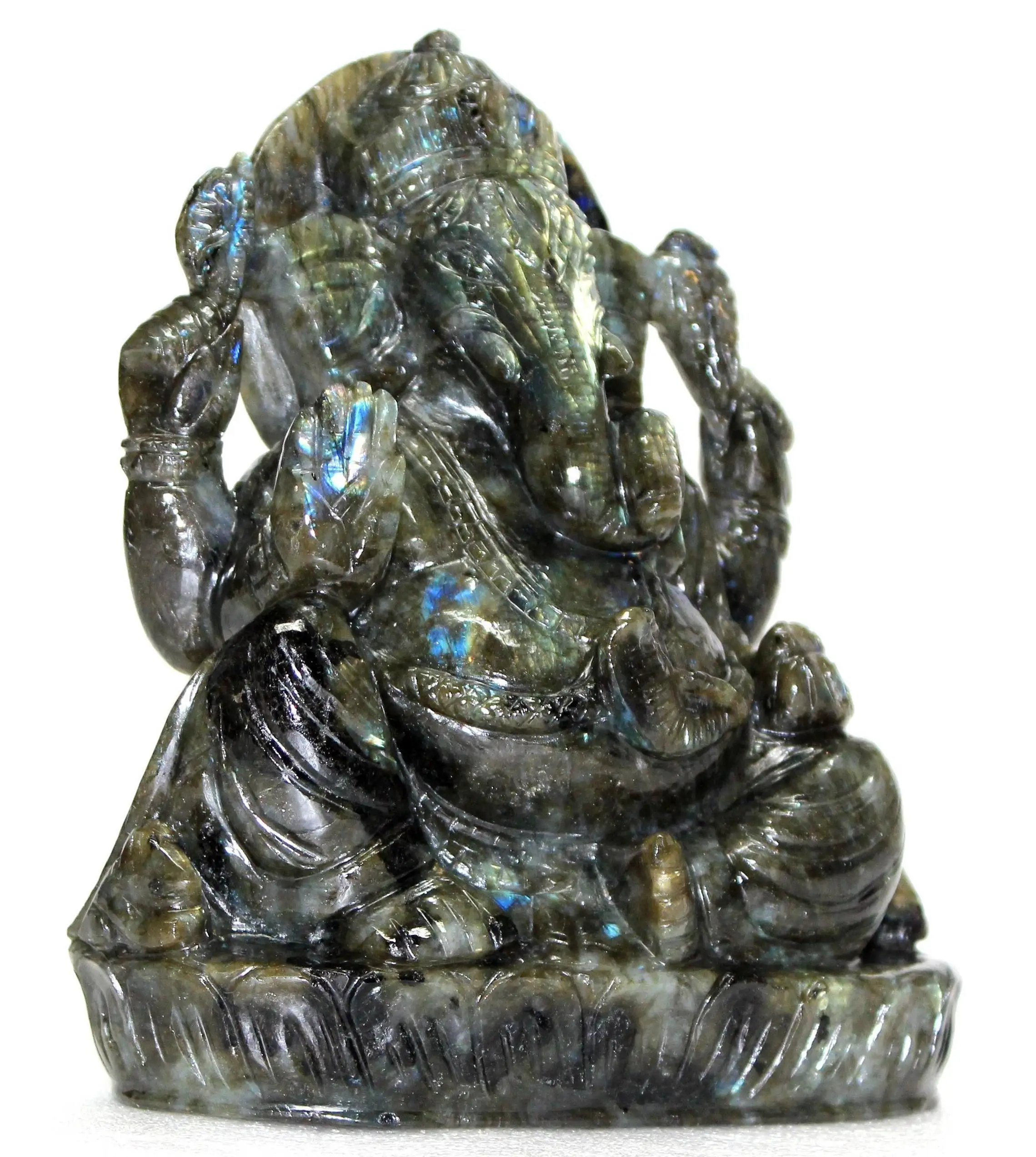 Labradorite Carving Ganesha Sculpture Home Decor Statue Figurine Piedras naturales Crystal Healing Stone