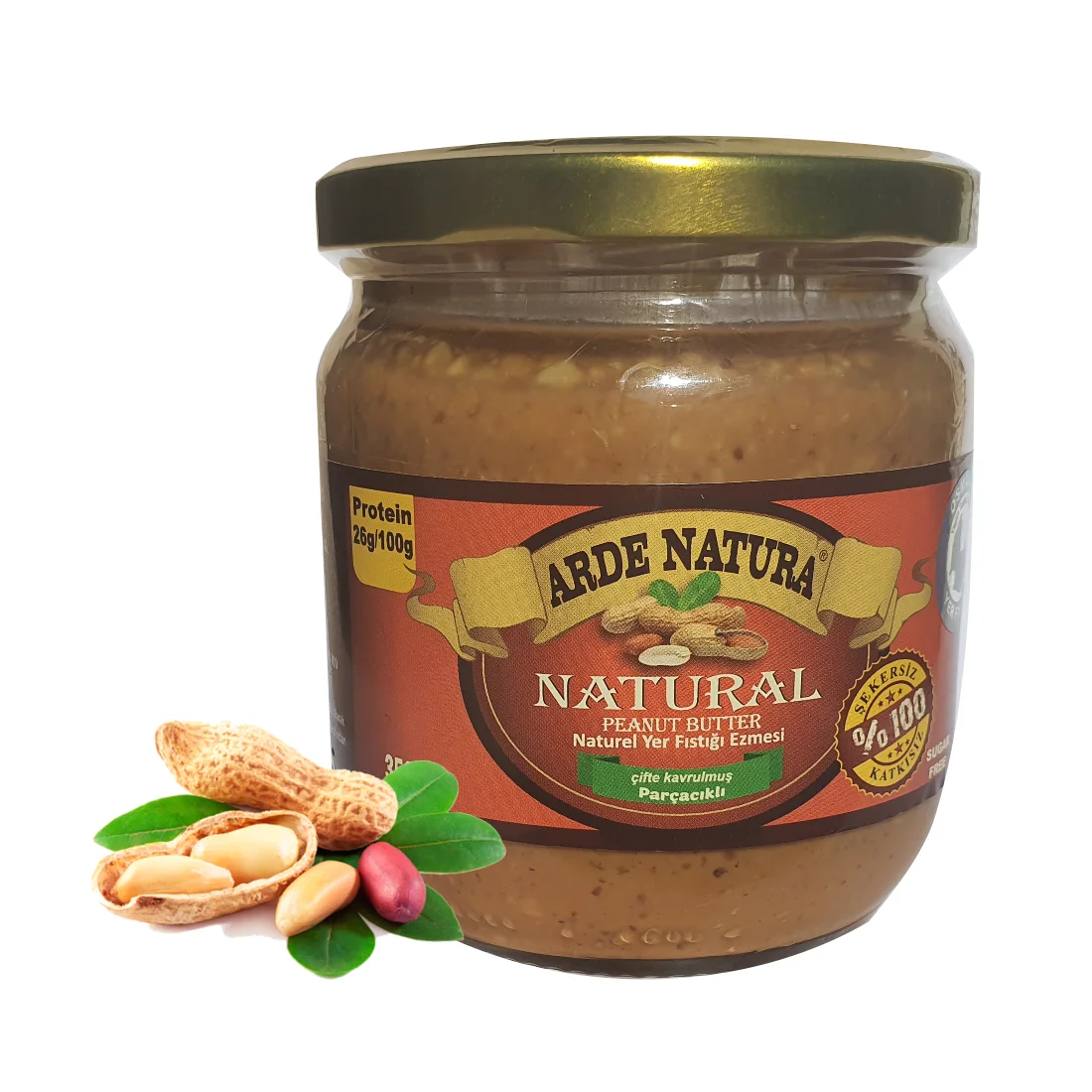 
350 G Creamy Crunchy Sugar Free Turkish Peanut Butter 100% Natural Peanut 