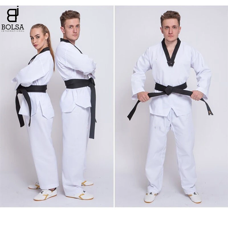 
Taekwondo Basic Uniform V-Neck MMA Martial Arts Karate Jujitsu Gym School Academy Match Training Uniforms 