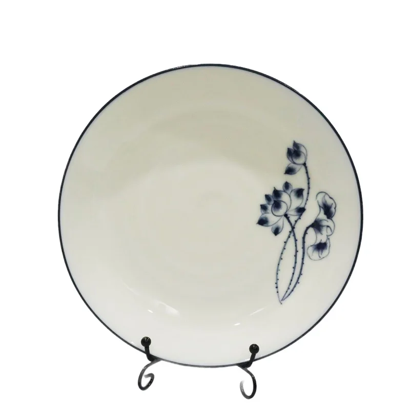 Handmade round plate 22cm diameter Porcelain salad plate