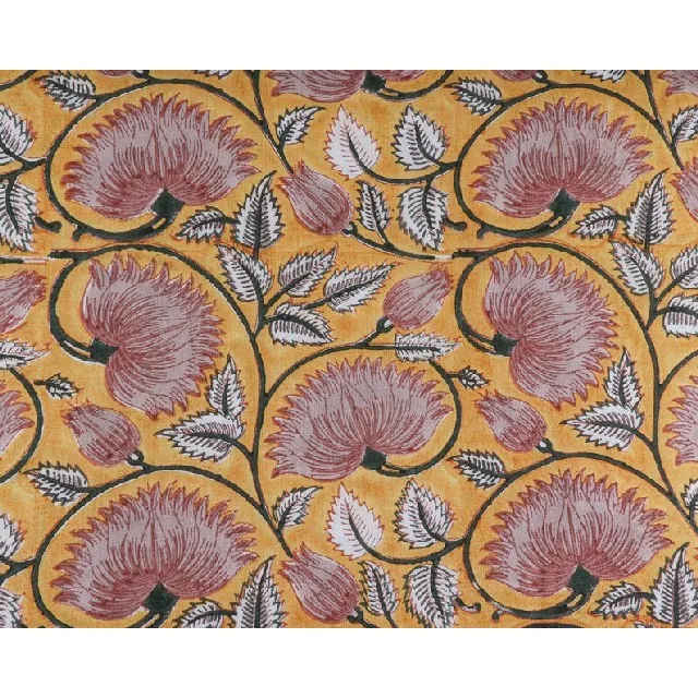 Soft Cotton Block Hand Block Printed Fabric Indian Floral 100 % Cotton,100% Cotton COMBED 1 Roll with 1 Carton Woven Guaranted