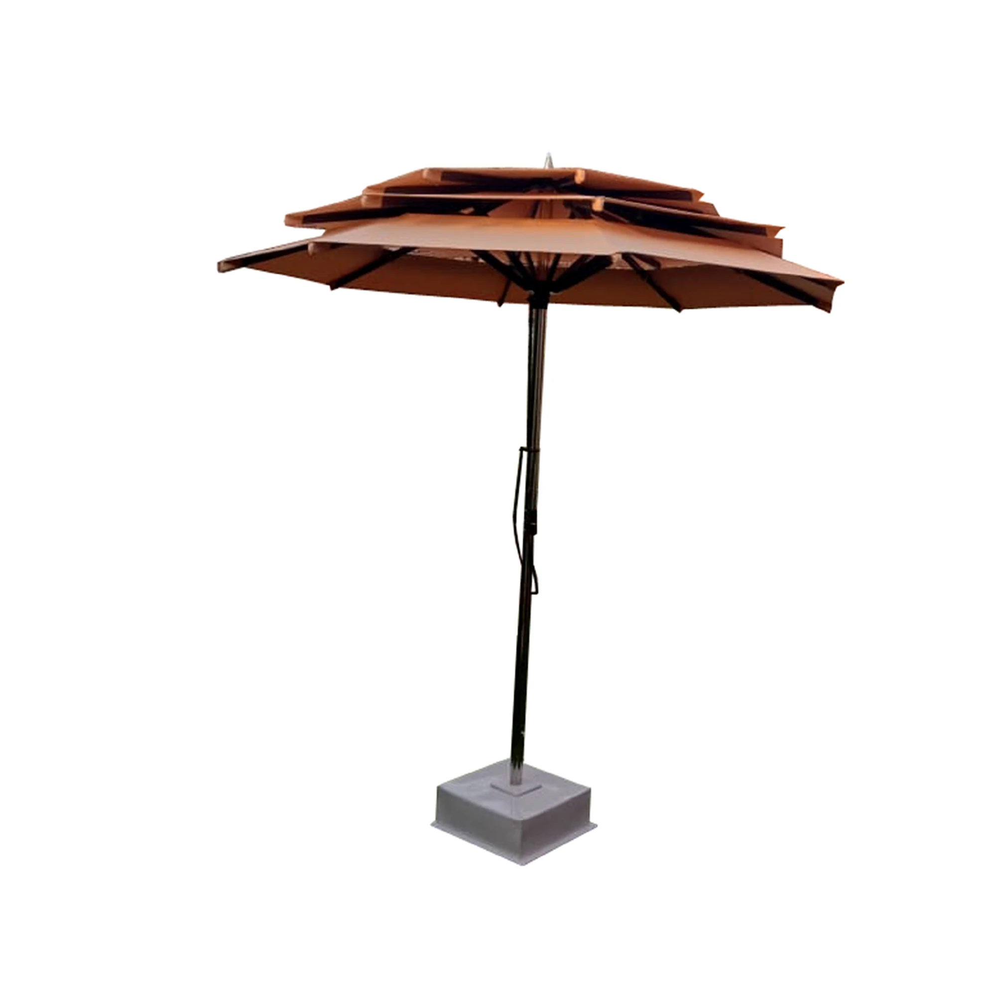 double deck outdoor umbrellas modern style stainless steel patio sun umbrellas with handle patio garden furniture