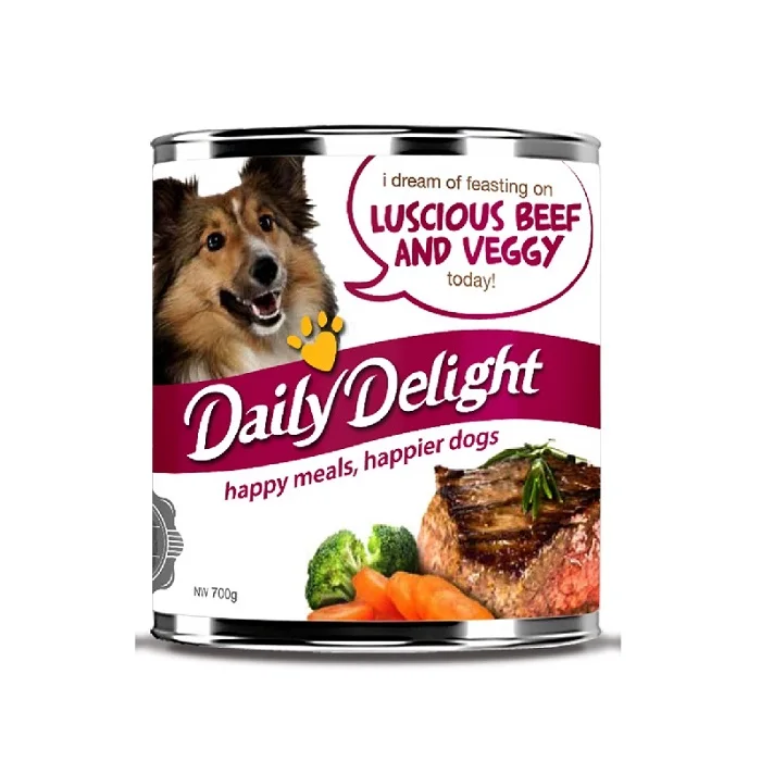 Nutritious Luscious Beef And Veggy Pet Can 700g Healthy Skin Glossy Coat Healthy Choice Dog Food Brand Daily Delight