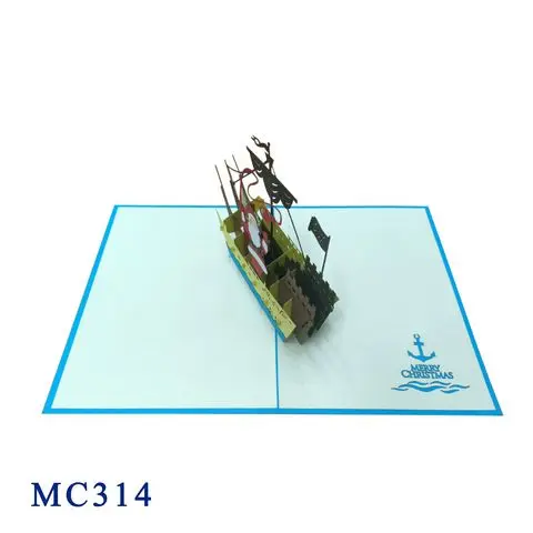 Santa On Boat 3D Pop Up card Christmas Handmade Vietnam Handicraft Christmas Greeting card Paper Gifts & crafts Top Trending