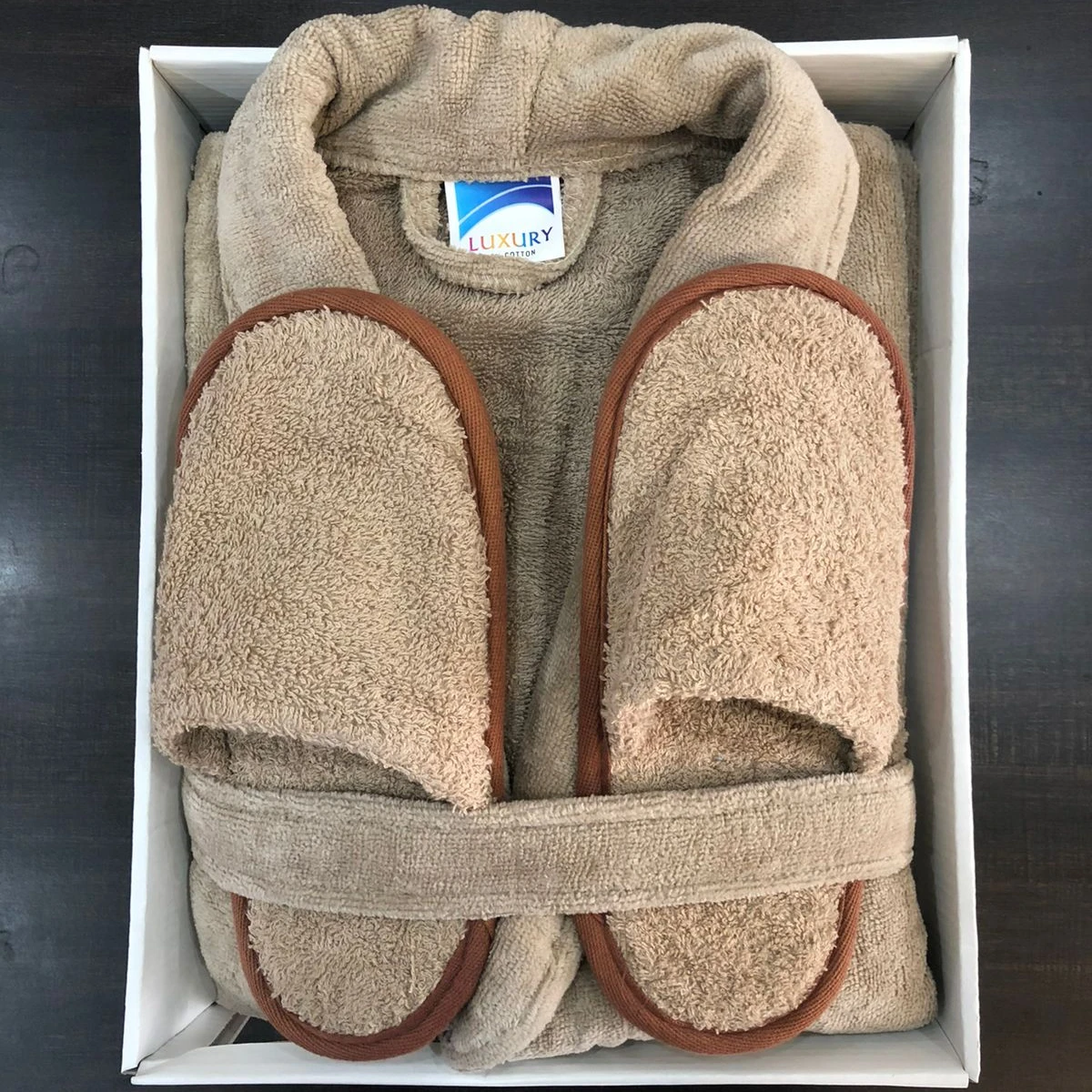 Роскошный коричневый велюровый Халат с половинной шалью и полотенцем из 100% хлопка