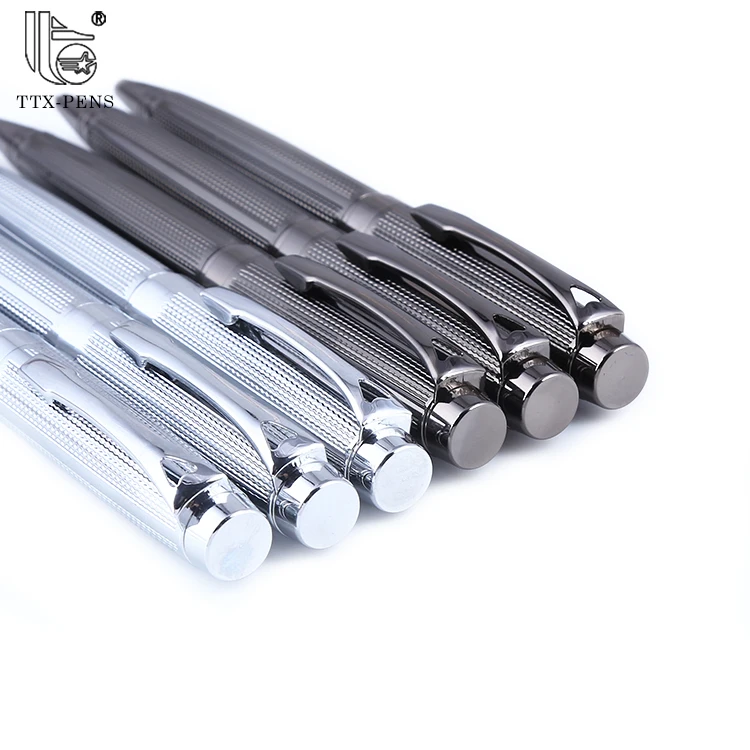 TTX Wholesale Personalized Gift Luxury Business Silver Black Metal Biro Ballpoint Pen With Custom Logo
