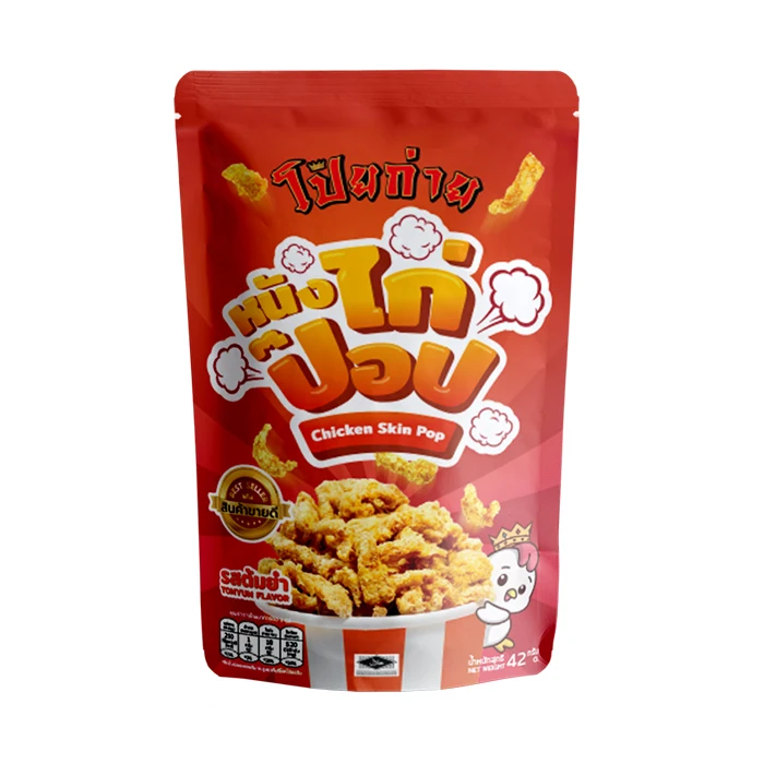 Хрустящая Жареная куриная кожа Poygai со вкусом Pop Tom Ням 42 г. Высшее качество из Таиланда на экспорт 100%