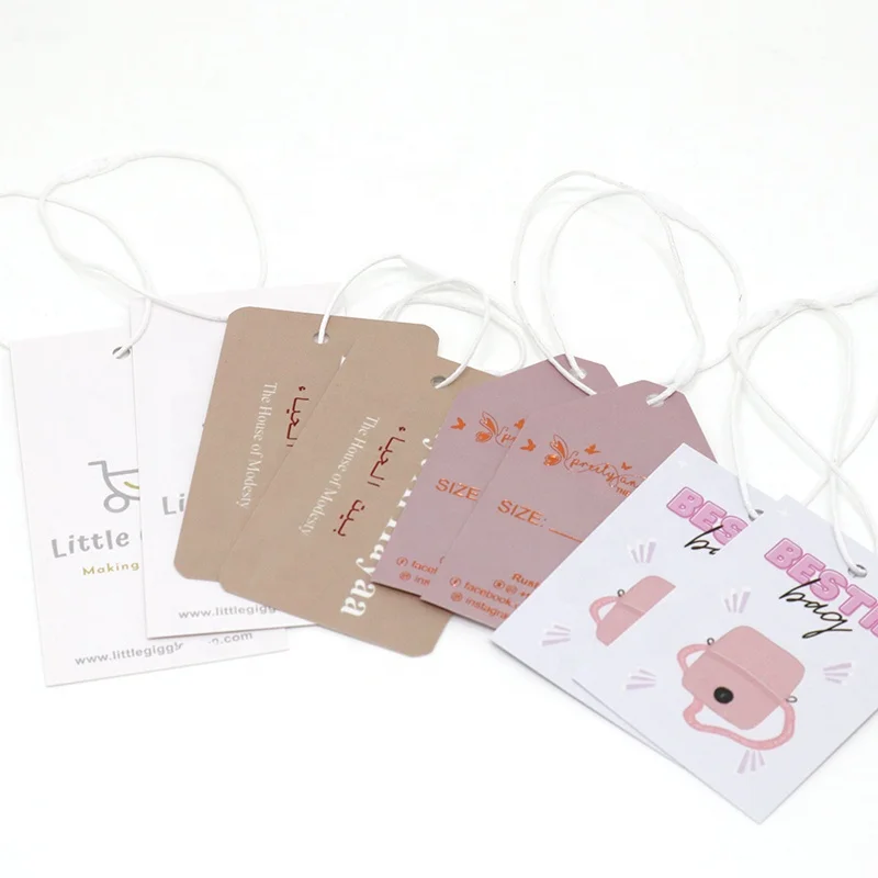 Luxury Cardstock Die cut Shape Product Logo Printed Garment Hang Tag Paper Clothing Custom Hangtag Label