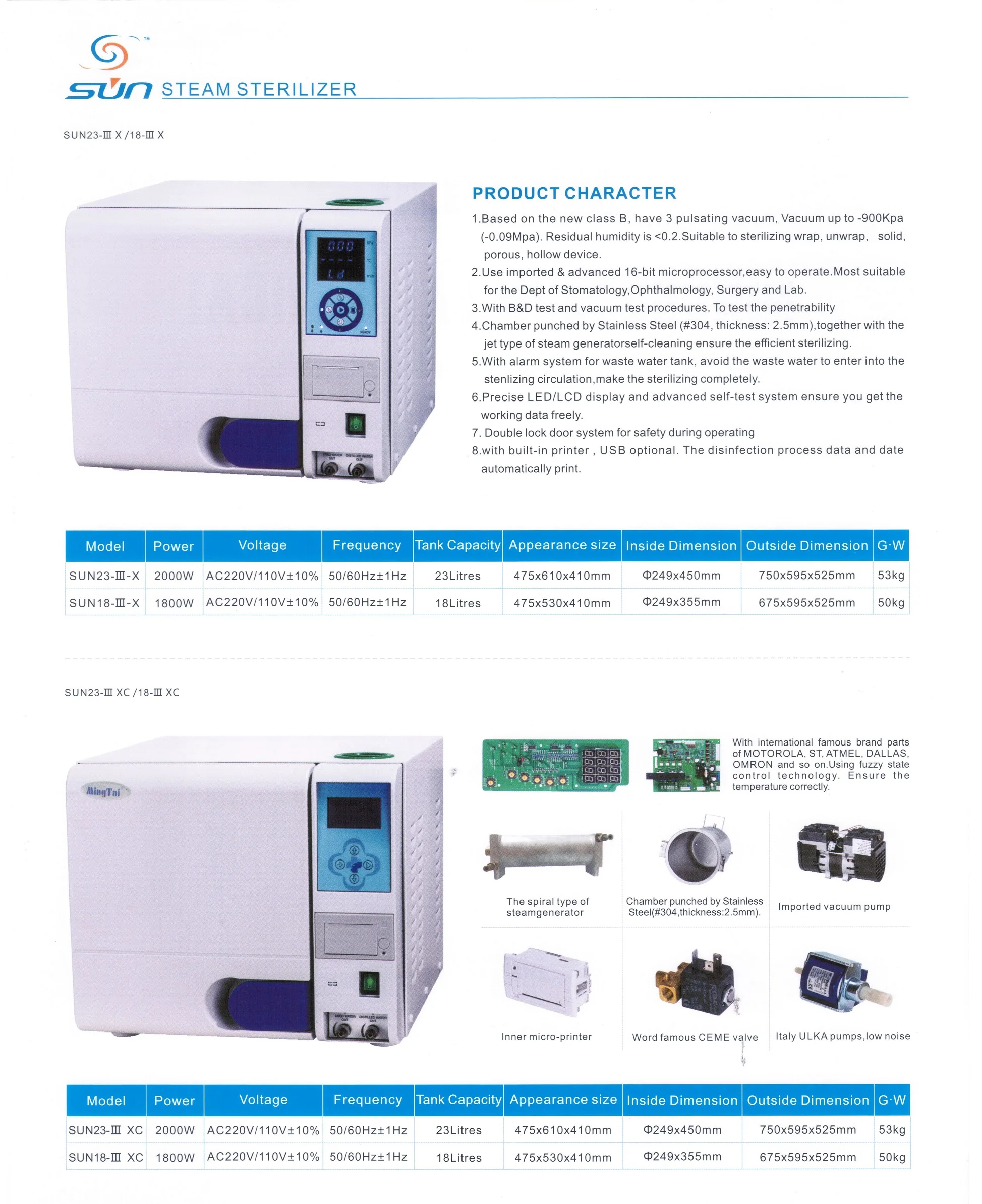 
new Mingtai Sun class B high quality-price ratio European design dental and beauty autoclaves 