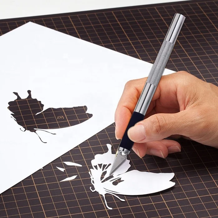 Slim aluminum handle with TPR soft rubber grip SK5 blade Precision art hobby craft knife