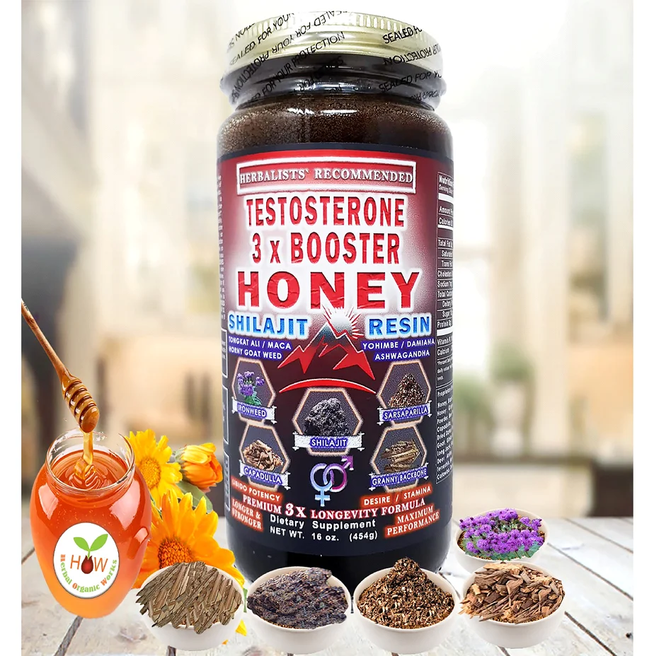 
Specifically-Designed Ratio Can Be Mixed in Any Hot or Cold Beverages Herbal Organic Works Testosterone 3 x Booster Honey 