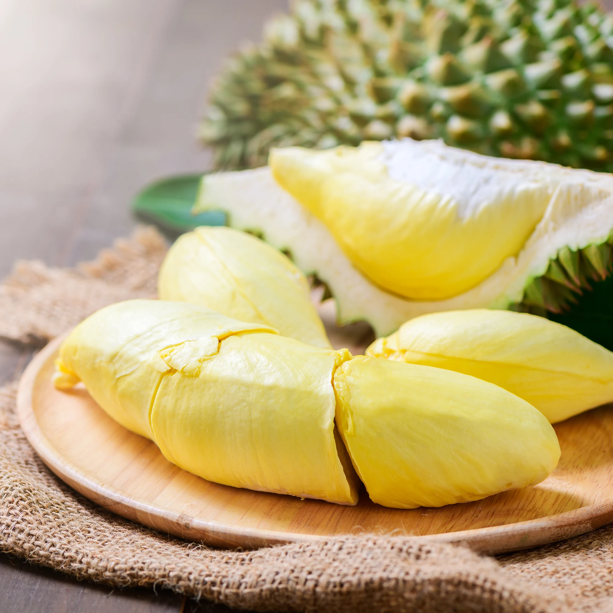 Peeled fresh durians Clean good taste Fresh Durian Monthong Premium specially selected Fresh durian from thailand