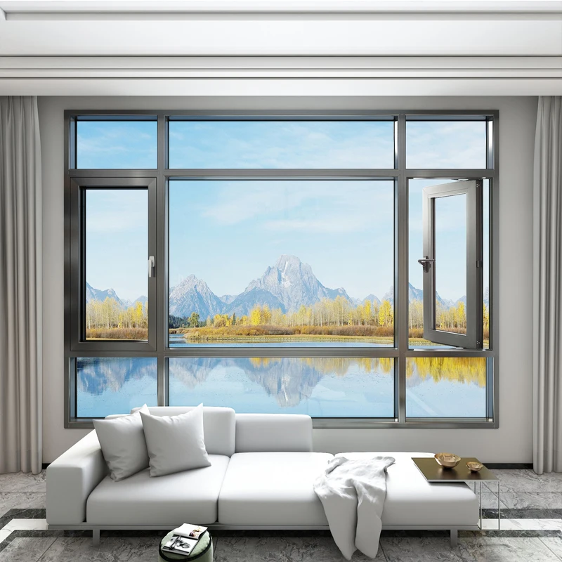 Chinese Factory Heat-insulation Affordable Bridge-broken glass aluminum frame casement window