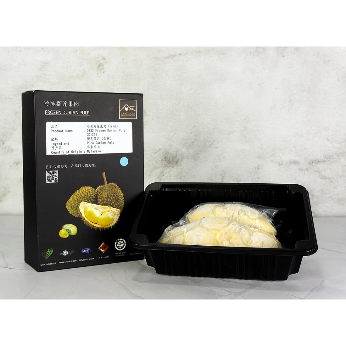 Durian Frozen Pulp 100% Natural from Fresh Durian D132 Frozen Durian 300g