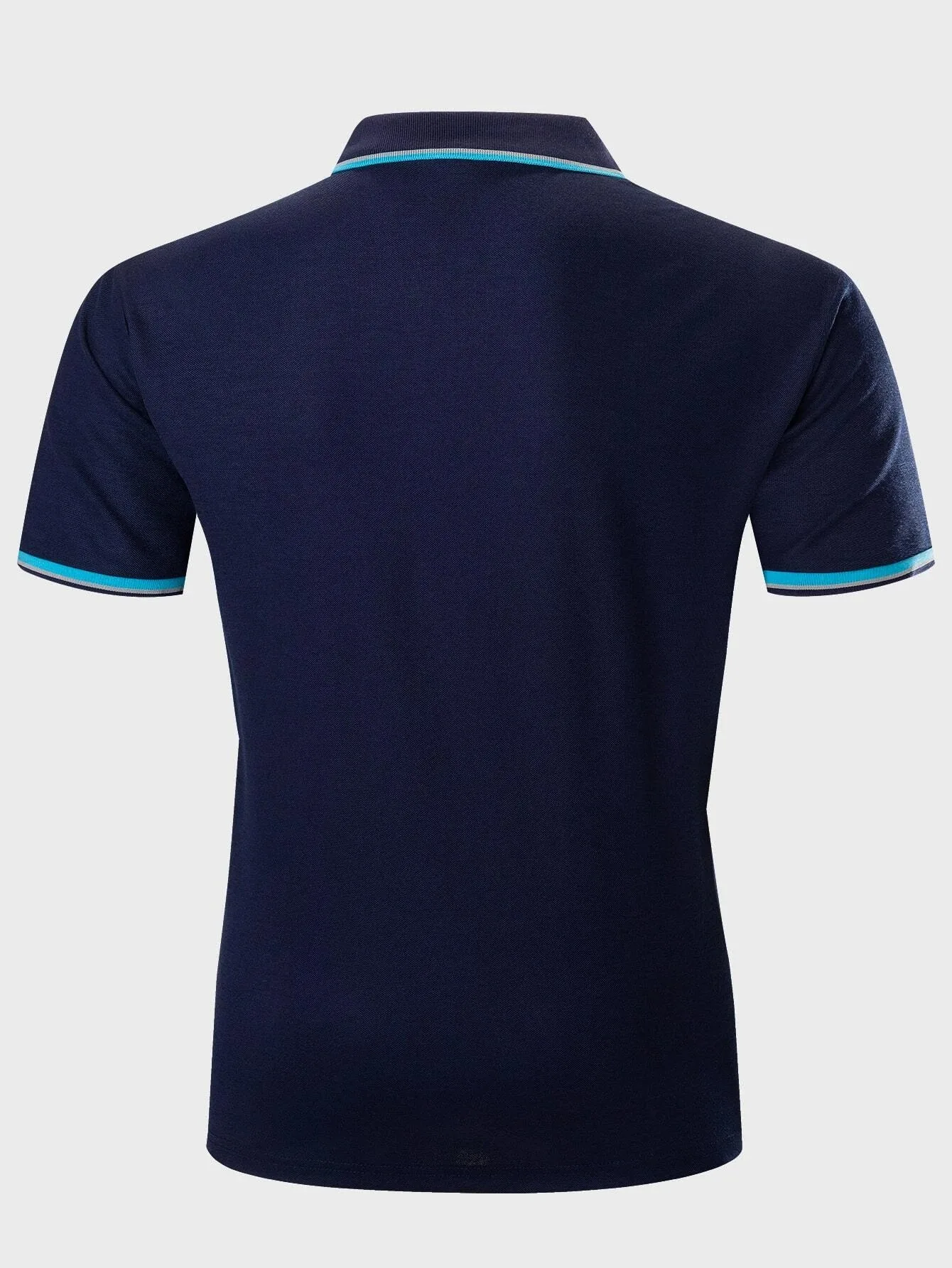 OEM customized Labels work uniform plain with blue striped unisex polyester fitness Plain Short Sleeve Casual Polo Shirts