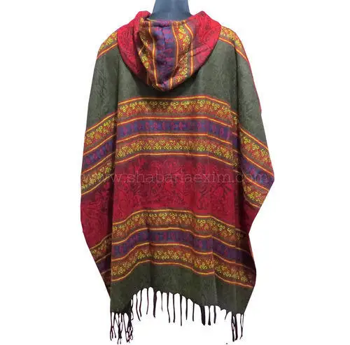 Ponchos With Hood Wool Blend Women Plus Size Top Boho Clothing Winter Wea Clothing Hood & Pocket Bohemian Boho Handmade Yak Wool