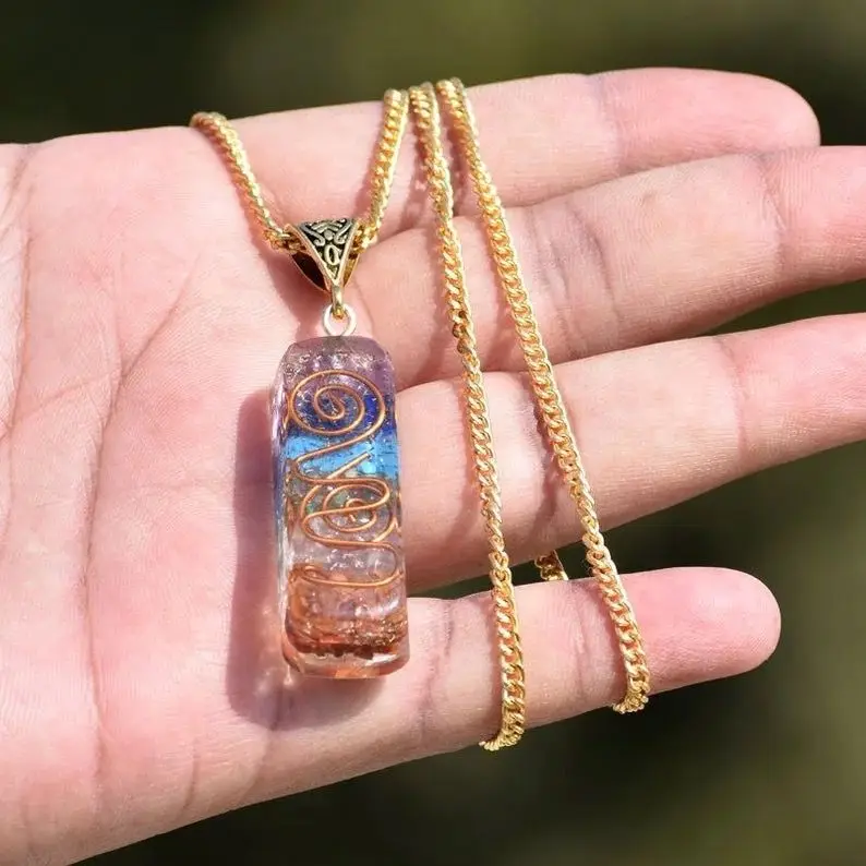PREMIUM SEVEN CHAKRA PENDANT / Natural 7 Chakra Bonded Healing SPIRIT PENDULUM ORGONE Pendants / SEVEN CHAKRA ORGONE PENDANT