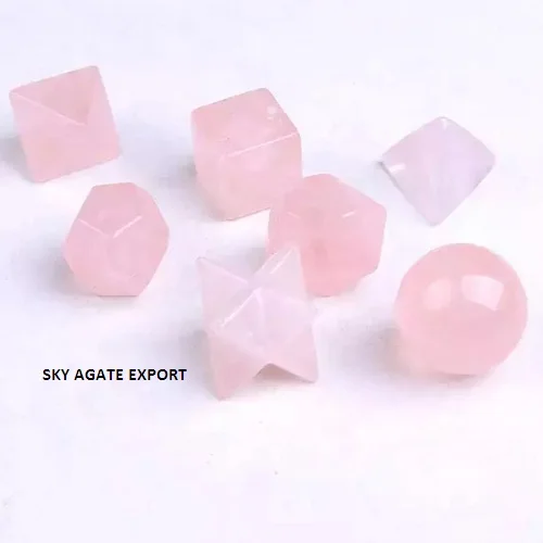 WHOLESALE NATURAL CRYSTAL  ROSE QUARTZ GEOMETRIC SET HEALING GEMSTONE