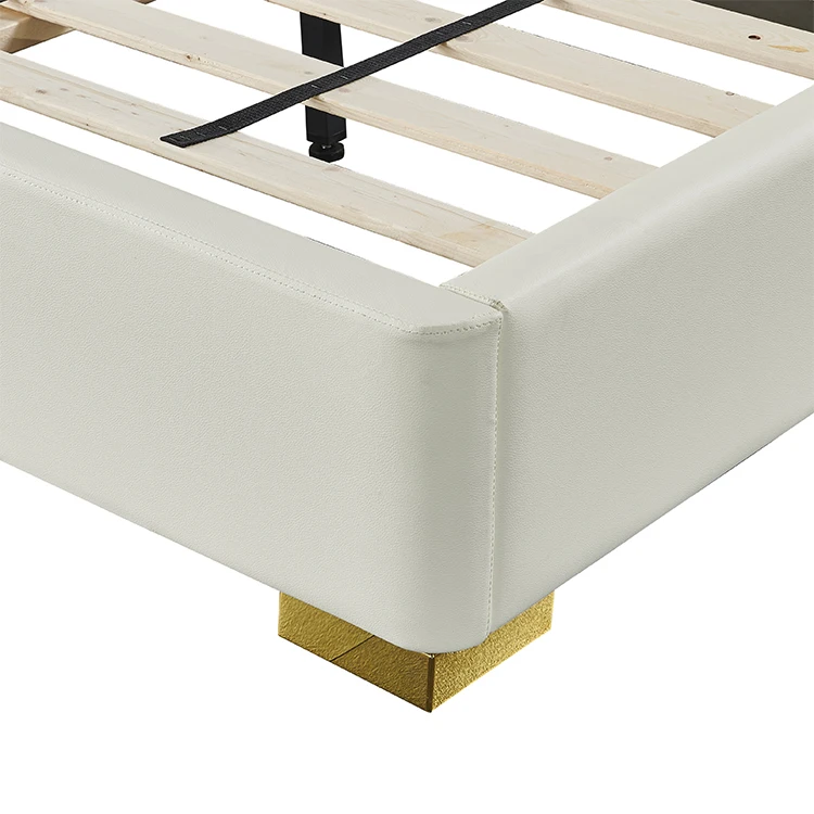 Luxury solid wood upholstered furniture king size platform bed frame set