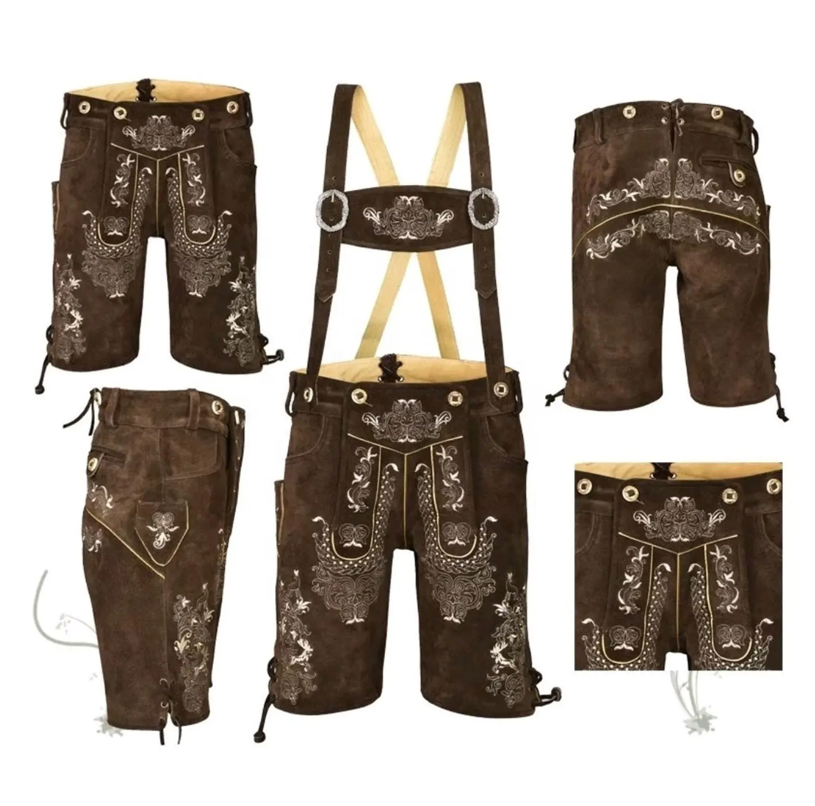 Lederhose изготовлен из натуральной дикой/замшевой кожи также включает в себя соответствующую трахтенную Октоберфест немецкий баварский ледерхосен