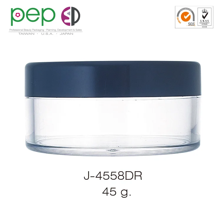Factory Directly 45 ml Plastic Cosmetic Clear PS Jar with Black ABS Lid J-4558DF
