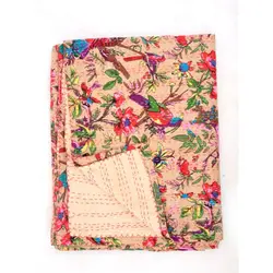 Bedspread Bedding Tropical Quilt Indian Throw Wholesale 100% Cotton Hand Woven Kantha Quilt