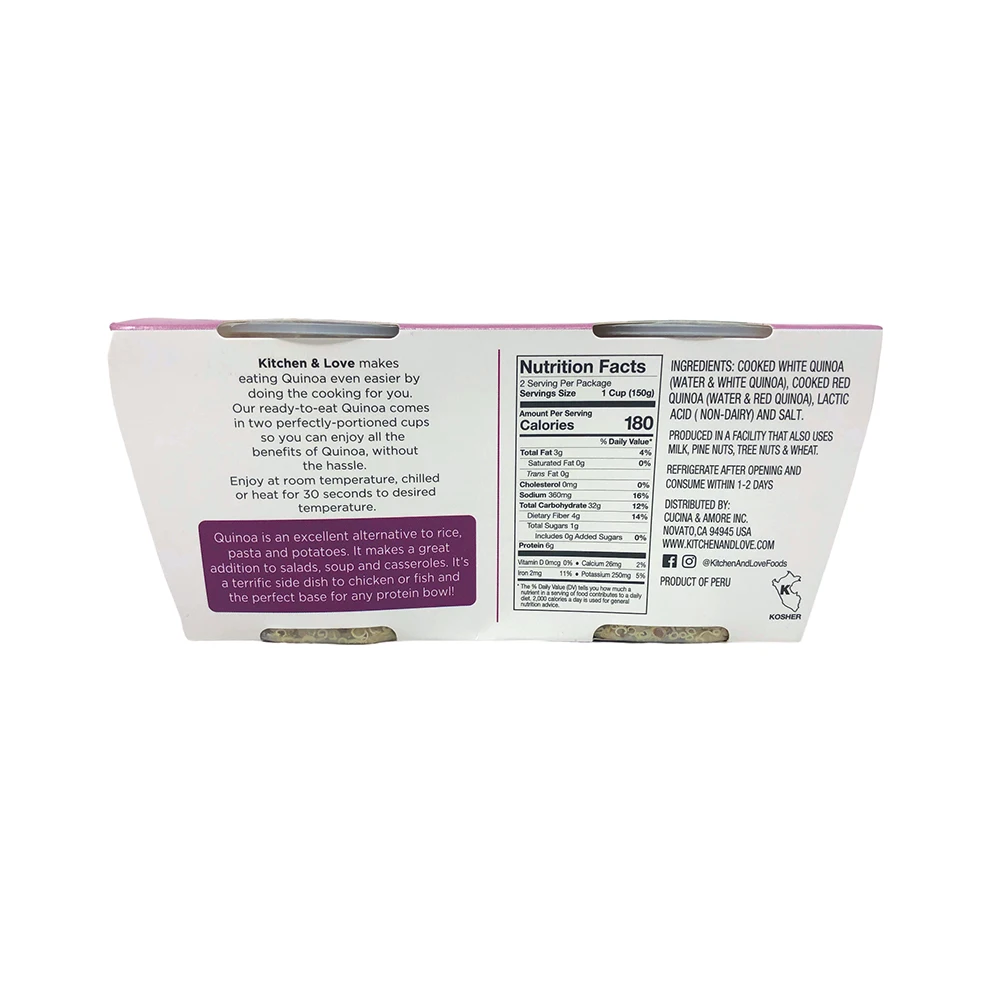 RTE Bi-Color Quinoa - Red & White Plain (Duo-Pack) Food Ready To Eat Vegan Fiber & Protein  Pre Cooked