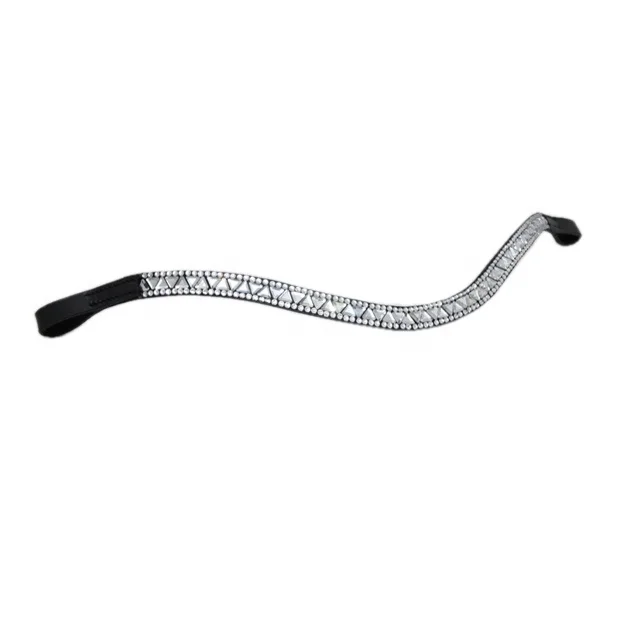 Blue Crystal 4 Prong Chain Leather Browbands.