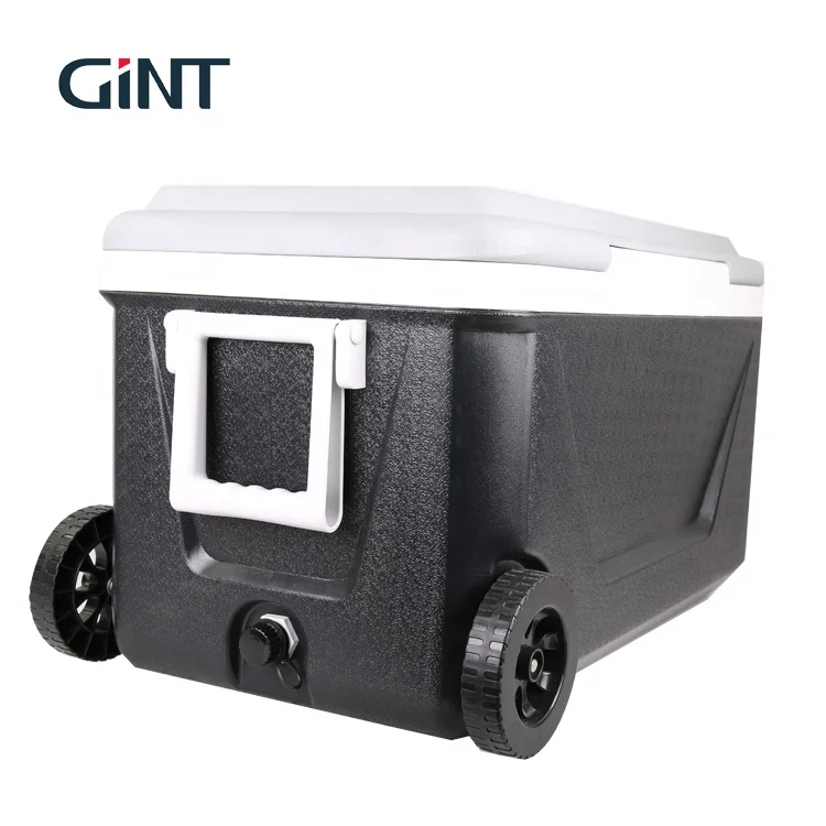  Plastic hiking outdoor modern portable camping plastic juice cooler box with wheels pulling picnic food cans ice