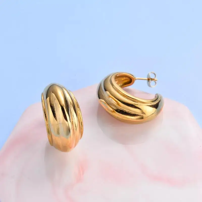 18k gold plated stainless steel French Style earring stainless steel hoop earring for women