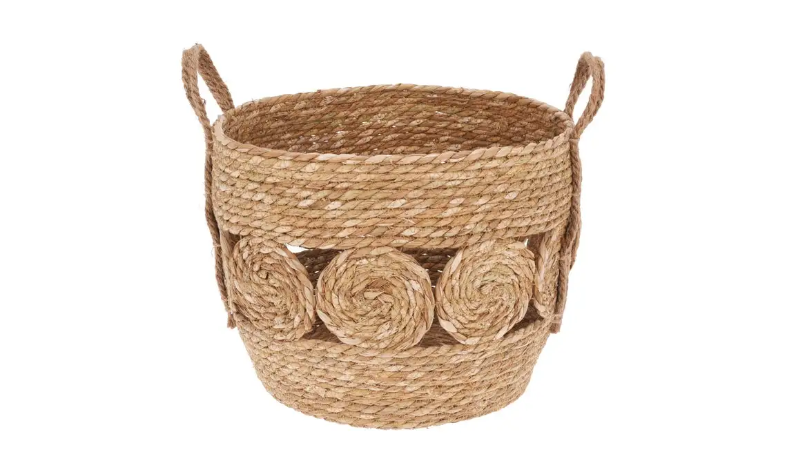 Hot Sale Set Of 3 Seagrass Storage Basket with carrying handles Handwoven Natural Laundry Basket Decor Wholesale