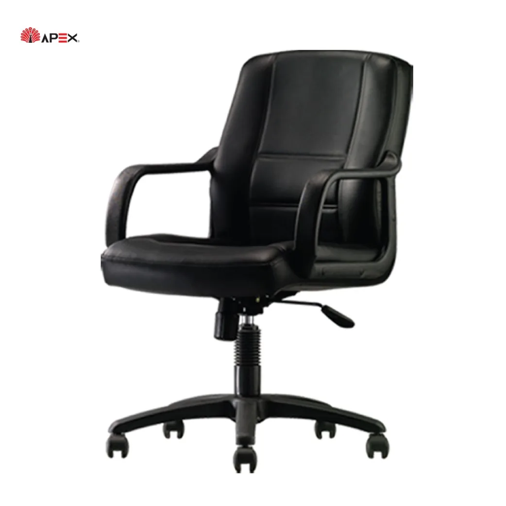 One Stop Office Furniture B70 Series Classic Rolling Half Leather Low Back Office Chair with Durable Polypropylene Armrest