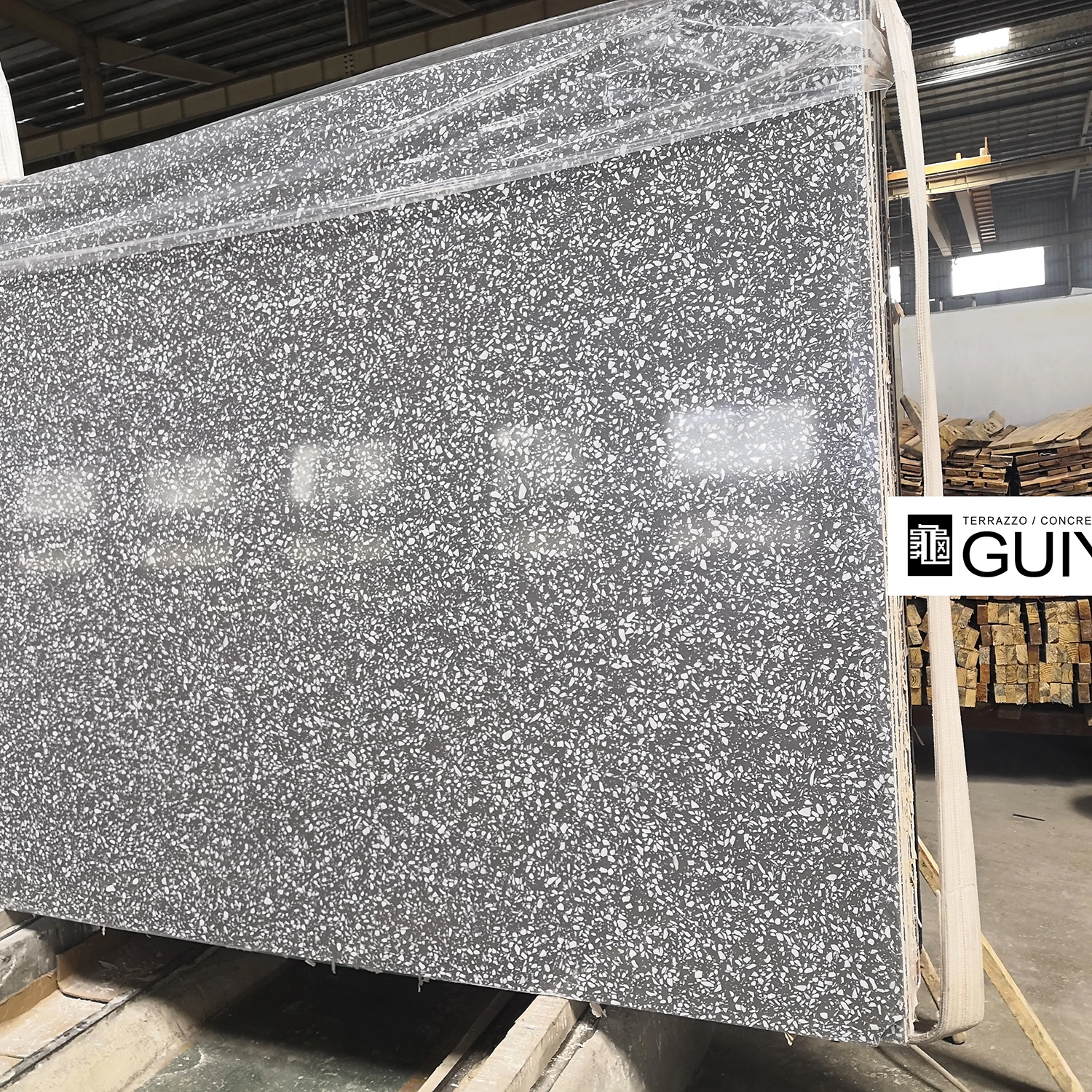 terrazzo grey color vanity top cement slab china factory building material artificial stone