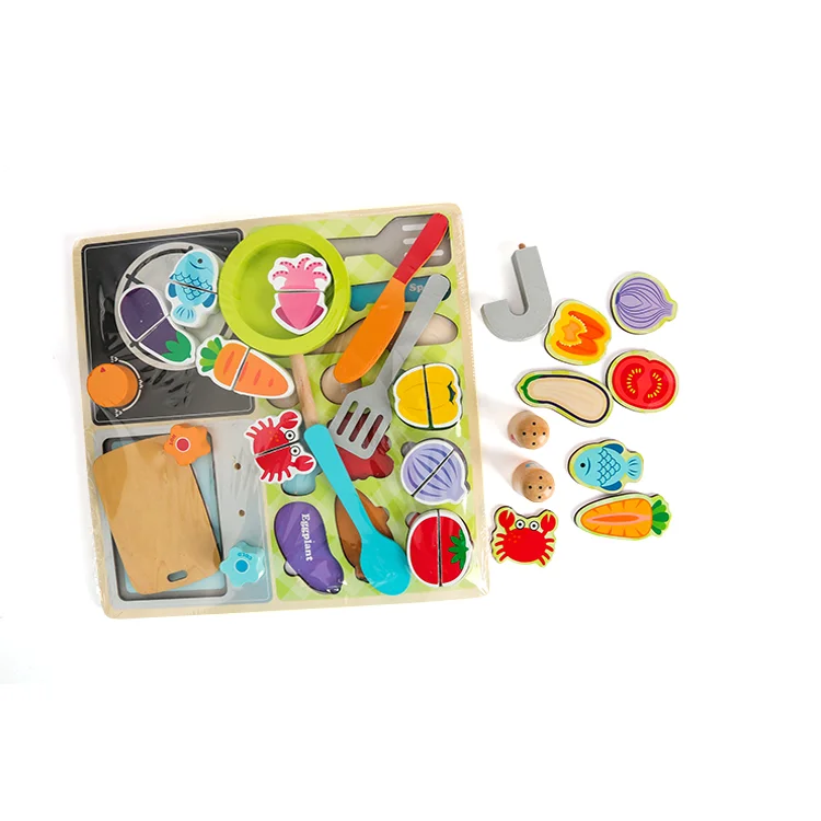 
Magnetic Fruit Vegetables Cutting Children Happy Pretend Play Food Cooking Wooden Kitchen Set Toys For Girls 