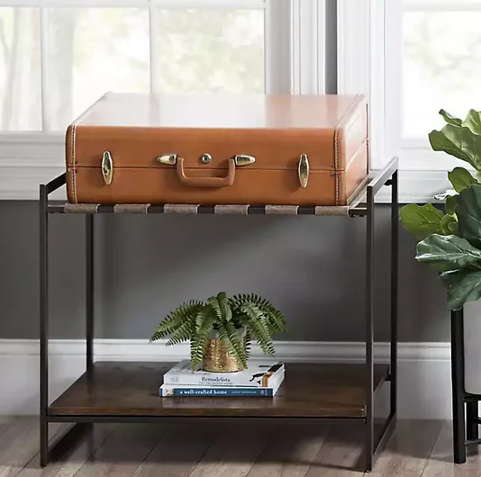 Hotel Bedroom Furniture Suitcase Stand Rack Heavy Duty Modern Baggage Holder Folding Luggage Rack in Iron Black Finishing Usable