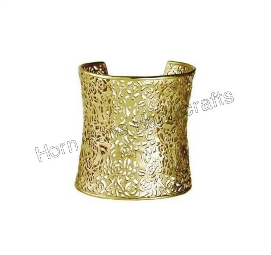 Hot Selling Brass Cuff Silver Plated Handcuff Metal Handmade Cufflinks for Women Fashion Jewelry Accessories Manufactured India