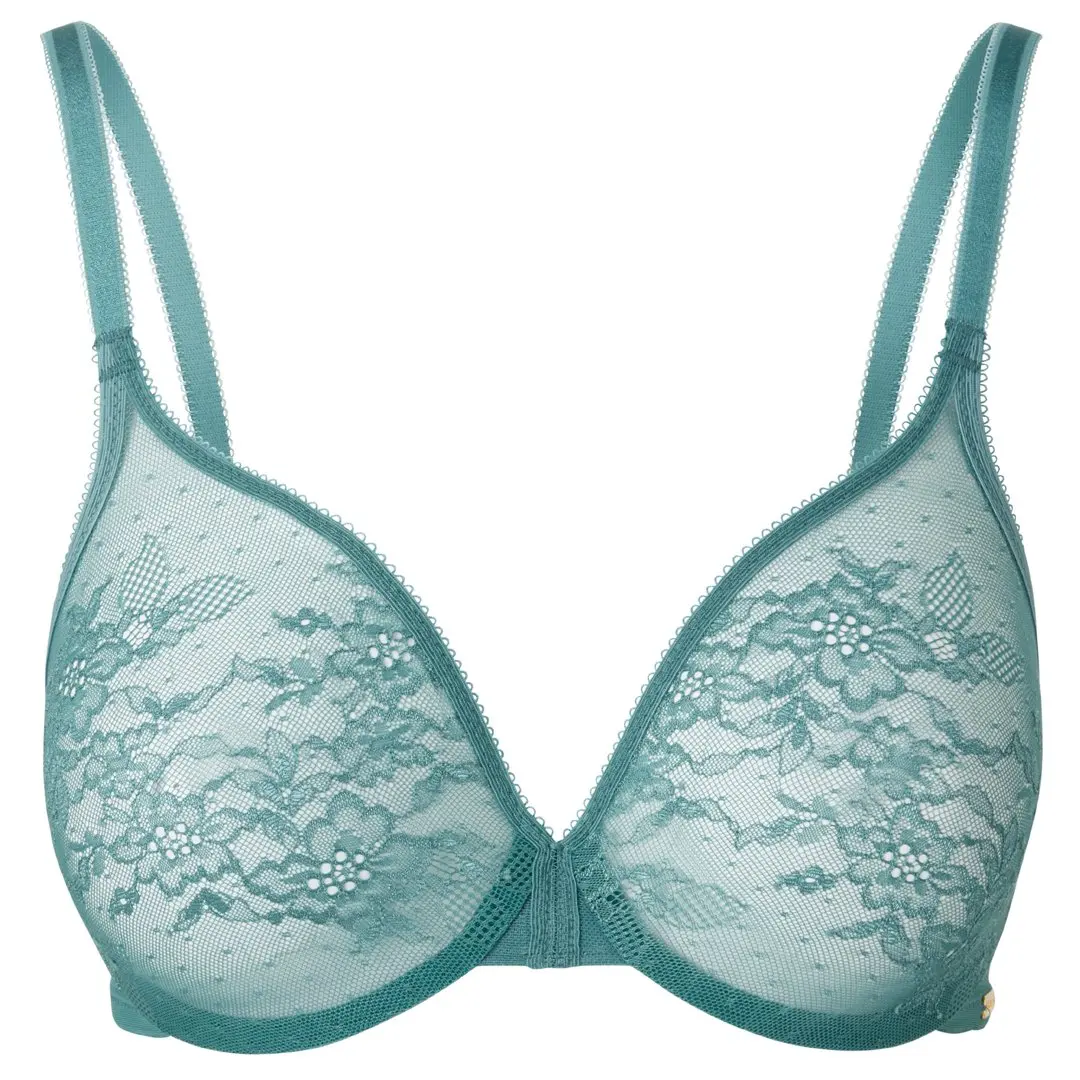 OEM ODM Custom Logo Lace Jade Sheer Mesh Molded Sexy Lingerie,High Quality Ladies/Women Plus Size bra & brief sets Bra